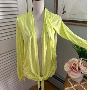 MONDETTA MPG Womens Top Medium Neon Yellow Open Cardigan Athleisure Casual
